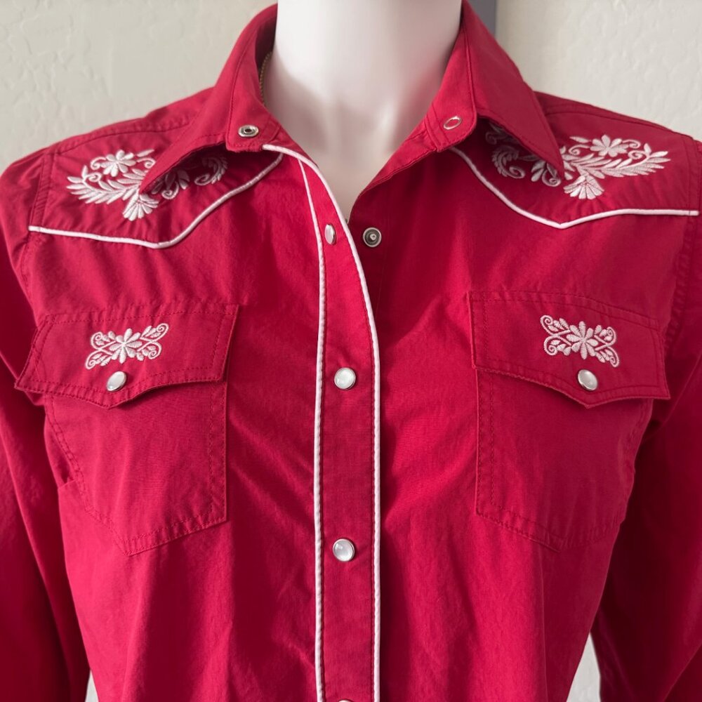 Embroidered Western Snap Front Long Sleeve XL Shirt - Picture 3 of 8